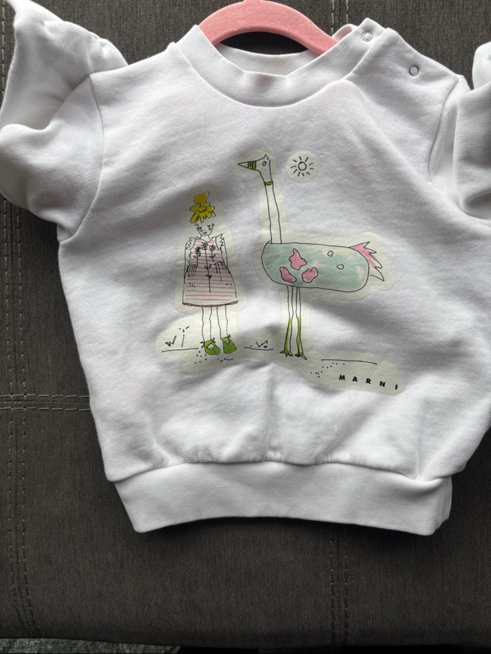 Marni White Baby Sweatshirt with Pastel Illustration